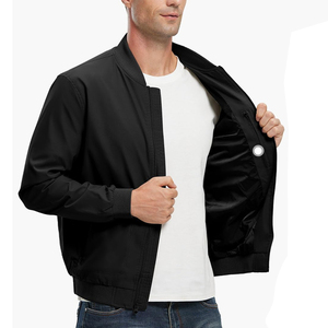 Chaqueta Bomber Informal de Color Sólido OEM, Chaqueta Bomber Extra Grande de Alta Calidad, Ligera y Transpirable, con Cuello Alto para Hombre - Product Image 1