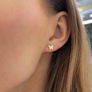 10K 14K Solid Gold Minimalist Gold Butterfly Stud <b>Earring</b> Dainty Elegant Delicate Everyday Unique Jewelry For Women Manufacturer - Product Image 2
