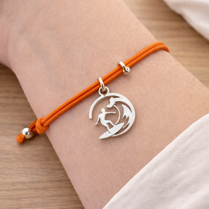 Bracelet de plage en cordon ciré avec breloque métallique personnalisée pour homme, cadeau souvenir sportif tendance - Product Image 1