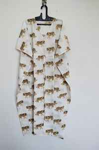 ชุดเดรสผ้าฝ้ายพิมพ์ลายเสือแบบอินเดีย ทำมือ ความยาวระดับเข่า ทรงเอวี วินเทจ ทรงเอ สำหรับคลุมชุดว่ายน้ำชายหาด ผ้าลูกไม้สำหรับฤดูร้อน - Product Image 2