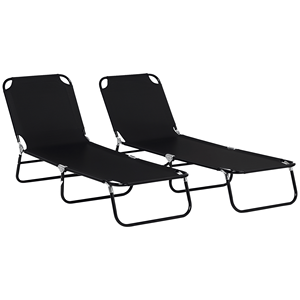 Set di 2 Sdraio Pieghevoli da Piscina con Schienale Reclinabile a 5 Livelli, Struttura in Acciaio per Prendere il Sole all'Aperto, Ideali per Spiaggia e Giardino - Product Image 1