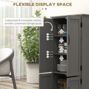 Armadio da Terra Grigio Stile Fattoria da 49 Pollici per Dispensa e Sala da Pranzo, con Ripiani Regolabili e Ampio Spazio, Credenza da Cucina - Product Image 6