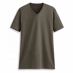 T-shirts en jersey col V grande taille pour hommes – Vêtements de sport décontractés vierges, écologiques, faible MOQ, pour la gym et le streetwear - Product Image 1