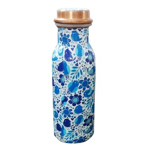 Floral Pattern Metal Water <b>Bottle</b> with Copper Lid Portable Travel <b>Flask</b> - Product Image 3