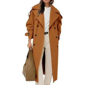 Gabardina Personalizada Color Caramelo con Cuello Ancho y Doble Botonadura, Gabardina Resistente al Viento, Estilo Casual Urbano - Product Image 1