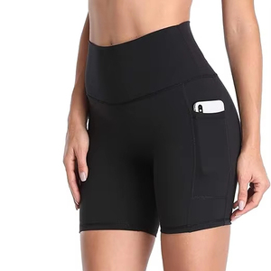 Regular Custom Waisted Women Yoga Leggings Biker Shorts Inseam Pockets <b>Tummy</b> <b>Control</b> Breathable Workout Elastic - Product Image 1