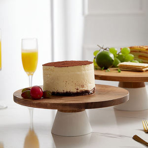 Base para Pastel de Madera Rústica Ecológica, Apta para Lavavajillas, Plato de Exhibición para Pastelería, Cafetería, Hogar, Elegante Pedestal para Servir Postres y Frutas - Product Image 4