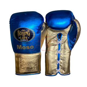 Guantes de Boxeo Personalizados Azul Dorado No Boxing No Life, de Alta Calidad, con Cierre de Gancho y Bucle, que Absorben la Humedad y son de Secado Rápido - Product Image 4