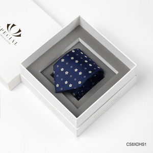 Cravate pour homme en soie de mûrier tissée bleue de qualité supérieure – Design exclusif CS8XDHS1 |   Collection Tinh Vu |   Fabriqué au Vietnam - Product Image 4