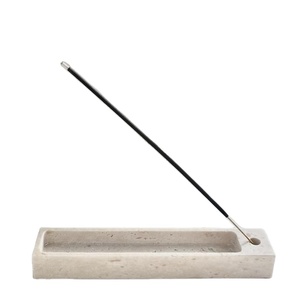 Porta Incienso Rectangular de Mármol Blanco Natural, Bandeja de Piedra Hecha a Mano para Agarbati con Ranura para Recoger Cenizas, Minimalista, para Varillas de Incienso - Product Image 1