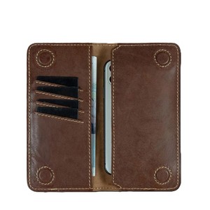 Brown <b>Genuine</b> <b>Leather</b> Mobile <b>Wallet</b> for Men Slim Card Holder Travel Pouch Case Premium Elegant Checkbook Clutch Daily Organizer - Product Image 2