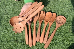 Natural Wooden Cooking and Serving Utensils Simple Flatware Set Fork <b>Spoon</b> Perfect for Kitchen And <b>Table</b> Use From India - Product Image 4