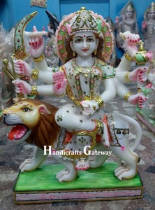 Pure White Makrana Marble For Maa Durga Handmade Polished For Home <b>Decorate</b> And Worship And Praying - Product Image 5