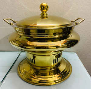 Recipiente para Calentar Comida de Acero Inoxidable con Relieve Dorado, Usado, de Lujo, para Buffet, Suministros de Catering, la Mejor Calidad para Hoteles y Restaurantes, CRAFT - Product Image 6