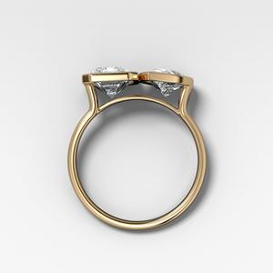 Wholesale 14k 18k Gold Radiant Pear Lab Grown Diamond Toi Et Moi Engagement <b>Ring</b> 5.00carat <b>Two</b> <b>Stone</b> Bezel Set Band Manufacturer - Product Image 6