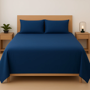 Draps de lit en bambou Oxford bleu premium 300 TC, ultra doux, rafraîchissants, respirants et durables, literie de luxe pour hôtels, maisons, vente en gros - Product Image 2