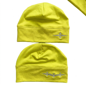 DROGEN EXPORT Bonnet en acrylique jaune fluo personnalisable avec logo, couleur unie, style vintage jacquard, pour l'hiver, décontracté, pour l'extérieur - Product Image 1