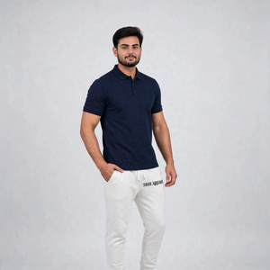 Anti-Wrinkle Knitted Cotton Slim Fit <b>Half</b> Sleeve Casual <b>Shirt</b> with Pocket Breathable Fabric for Men - Product Image 1
