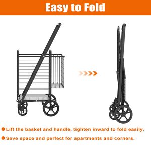 Carrello spesa pieghevole extra large con doppio cestello, rotazione a 360 gradi, su ruote - Product Image 6