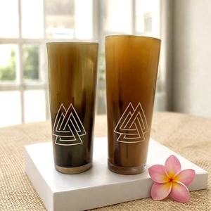 Ensemble de mugs en corne polie et gravée, faits à la main, verres à bière uniques pour whisky et cocktails, magnifiquement conçus - Product Image 4
