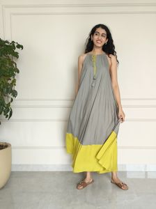 Vestido largo elegante con bloques de color para mujer, vestido largo informal de verano sin mangas, uso diario, vacaciones, playa, picnic, salidas informales - Product Image 2