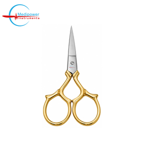 Tijeras de seguridad para uñas de bebé, de acero inoxidable, para diestros, con bordado dorado elegante, punta afilada, reutilizables, decorativas, al por mayor - Product Image 1