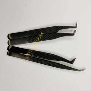 Ensemble de pinces à cils en acier inoxydable de précision pour extensions de cils au plasma noir, outil professionnel pour isolation de volume - Product Image 6