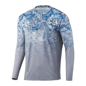 เสื้อตกปลาแขนยาวมีฮู้ดสำหรับผู้ชาย OEM ผลิตตามสั่ง ผ้าโพลีเอสเตอร์ 100% พร้อมหน้ากากระบายอากาศ UPF 50+ ลายพิมพ์เทคนิคพิเศษ - Product Image 6