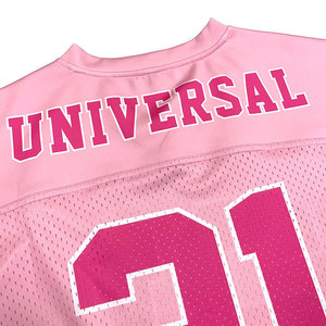 Maillot de football universel rose en maille, numéro 21, col en V, manches courtes, respirant, vêtements unisexes pour adultes - Product Image 2
