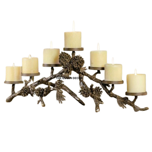 Porte-bougie style ferme pour décoration de fêtes, design bois de cerf, plaqué or avec verre transparent, pot à bougie unique en béton - Product Image 3