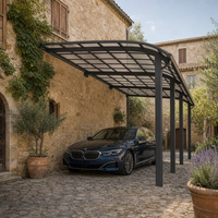 Abri de stationnement pour 2 voitures Angye, moderne et luxueux, personnalisé pour villa, avec toit en aluminium thermolaqué et auvent imperméable
