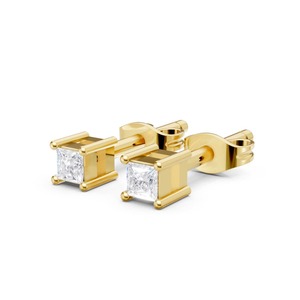 Boucles d'oreilles clous en or jaune de qualité supérieure avec diamants taille princesse pour femme, élégantes boucles d'oreilles carrées en diamant pour mariage et soirée - Product Image 5