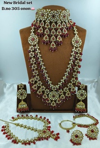 Nuevo Conjunto de Joyería Nupcial de Aleación con Circonita Verde Bañado en Oro, Collar, Pendientes, Pulsera y Tobillera para Mujer, Moda para Bodas y Fiestas - Product Image 3
