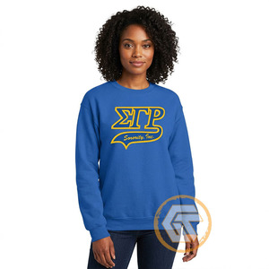 GREEK TREASURES Sigma Gamma Rho Sorority Inc <b>Blue</b> Crew Neck Cotton <b>Fleece</b> Sweatshirt <b>Women</b> Letter Print Long Sleeve - Product Image 1
