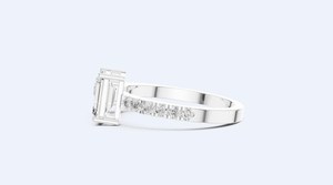Anillo de compromiso de moissanita con corte pera y esmeralda, oro blanco de 18K, engaste pavé, anillo clásico para mujer - Product Image 2