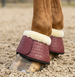 Protège-ongles de cheval en cuir PU texturé croco de qualité supérieure, garniture en néoprène rembourrée, protection pour ongles de cheval - Product Image 5