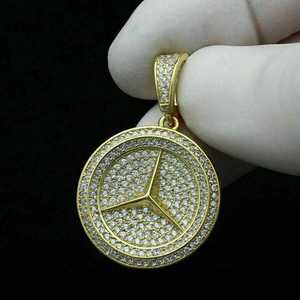 Colgante de Moissanita Redonda Iced Out, Estrella de Tres Puntas, Estilo Hip Hop, Colgante de Diamante Moissanita con Logotipo de Coche, Dijes de Collar para Hombre - Product Image 3