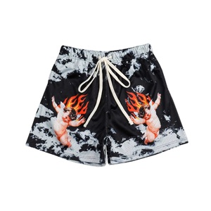 Shorts en maille pour homme 100% polyester, imprimé ange flamboyant, cordon de serrage, style décontracté, design par sublimation, respirant, séchage rapide - Product Image 5
