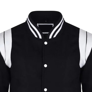 Blouson universitaire homme bleu marine et rouge tendance, avec blocs de couleur, col montant, fermeture éclair, coupe-vent décontracté en polaire brodé - Product Image 5