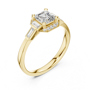 Bague clou en or jaune 18 carats avec diamant de laboratoire radiant et rond pour femme |   Cadeau d'anniversaire |   Carat pur - Product Image 6