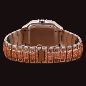 Premium 925 <b>Sterling</b> <b>Silver</b> Round Moissanite Diamond Quartz Movement Mechanical Fully Iced Out Roman Numerals Hip Hop <b>Watch</b> - Product Image 3