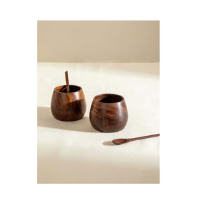 Wood Sugar Pots Manufacturer Wooden Sugar Pot/<b>Jar</b> with Lids Salt Pepper <b>Spice</b> Bowl Wholesale Price - Product Image 2