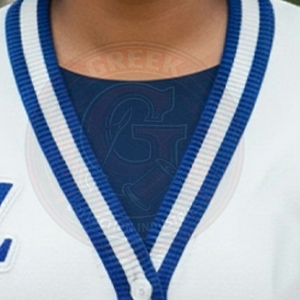 Custom Sorority Zeta <b>White</b> Knitted <b>Cardigan</b> Long Sleeve Cotton Fleece Greek Embroidery ZPB Letter V Neck University Wear - Product Image 2