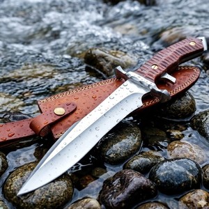 Couteau de camping Bowie artisanal sur mesure en acier inoxydable avec manche en Micarta et étui en cuir, 15 pouces, pointe clip, OEM disponible - Product Image 5