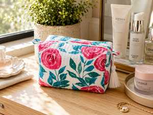 Vintage Bohemian Tassel Embroidered Cotton Fashion Waterproof Zipper Soft Handle Eco-Friendly <b>Makeup</b> <b>Case</b> Travel Pouch Rajasthan - Product Image 4