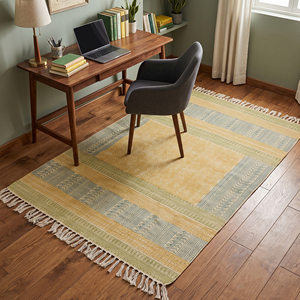 Alfombra de Algodón Bohemia Minimalista, Suave, Tejida a Mano, Ecológica, Antideslizante, Lavable, con Patrón Geométrico - Product Image 5