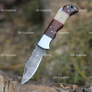 UA Supplies OEM ODM Industrial Grade Damascus Steel Pocket Folding Knife Rosewood Bone Handle Custom Handmade EDC Hunting Clip - Product Image 2