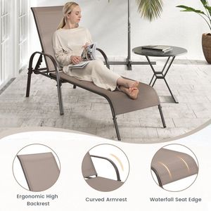 2 Sillones Reclinables de Patio para Exteriores con Reposabrazos Ajustables, Tumbonas de Tela - Product Image 2