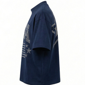 Luxury Rhinestone <b>Star</b> Men's T-Shirt 100% Cotton Polyester/Cotton Oversized Silver Bling Streetwear Breathable Quick Dry - Product Image 5