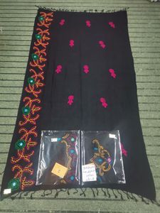 Chal de Viscosa con Sensación de Cachemira para Mujer, Color Negro, Bordado a Mano, Ligero, Transpirable, Duradero, Estilo Étnico, Pashmina de Invierno, Hijab - Product Image 4